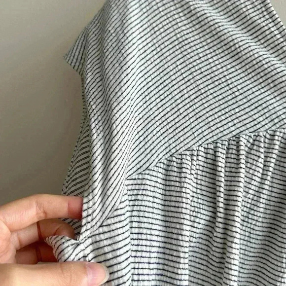 Lucky Brand Striped Flowy Peasant Blouse, Black and White Top, Size Medium - Picture 7 of 16
